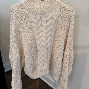 POL Women's Ivory Cable Knit Sweater